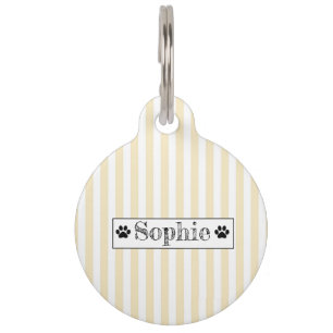 Yellow Pastel Stripes Personalized Dog Cat Pet Pet ID Tag
