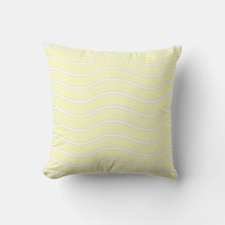 Yellow Pastel & White Wavy Lines Design Throw Pillow