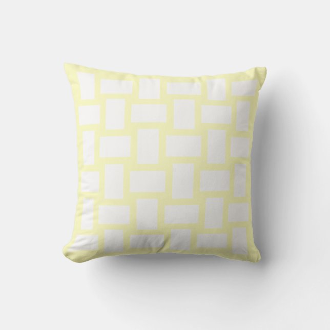 Yellow Pastel & White Weave Design Throw Pillow (Front)
