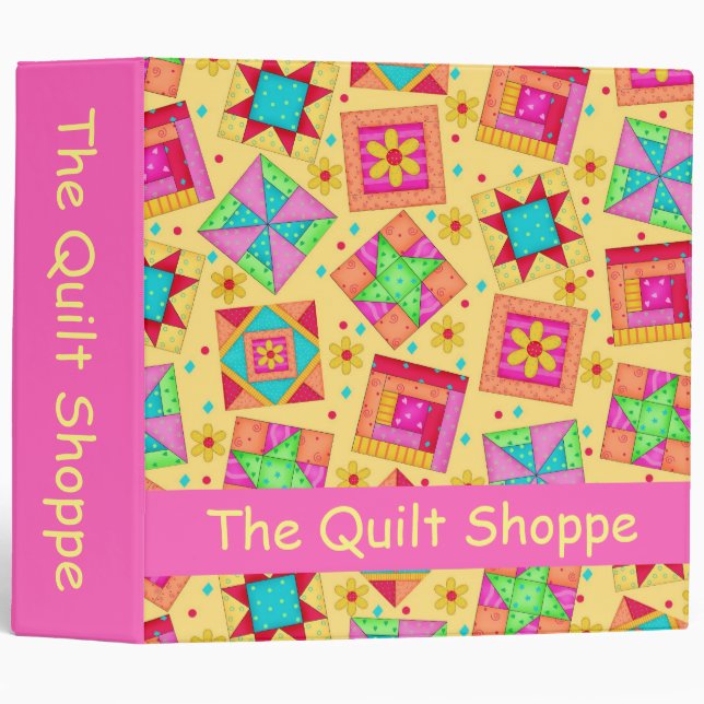 Yellow Patchwork Quilt Custom Business Album Binder (Front/Spine)