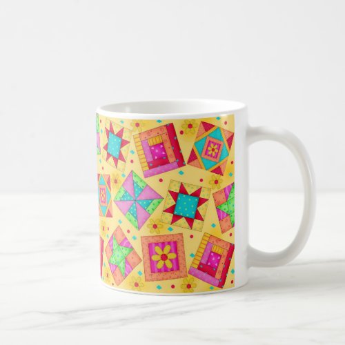 Yellow Patchwork Quilt Design Mug