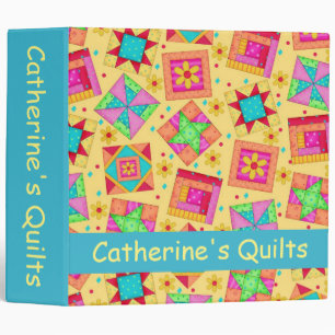 Yellow Patchwork Quilt Name Personalized Album Binder