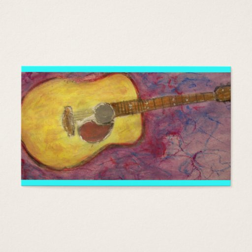 Customizable yellow patina acoustic guitar business card