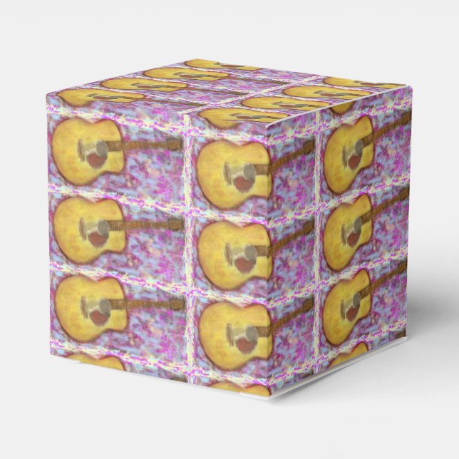 yellow patina acoustic guitar favor boxes (Back Side)