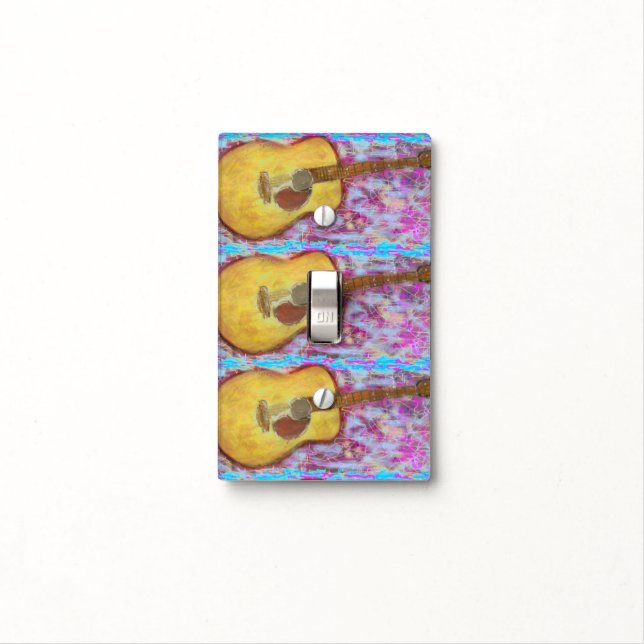yellow patina acoustic guitar light switch cover (In Situ)