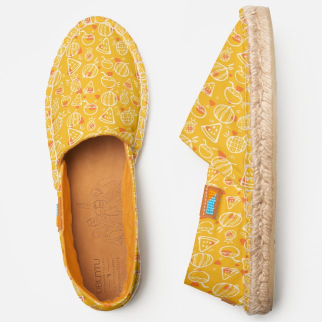 Yellow Pattern Of Tropical Summer Fruits Espadrilles (Side)
