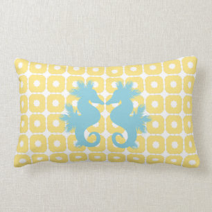 Yellow Pattern Seahorse Lumbar Pillow