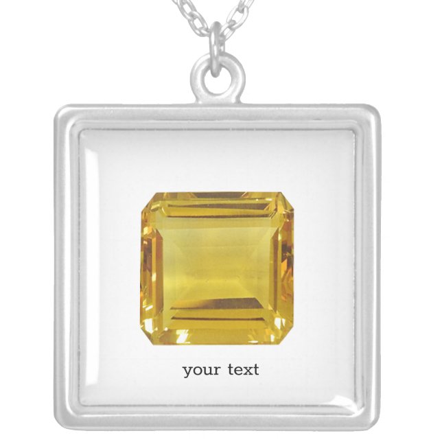 Yellow Pattern Silver Plated Necklace (Front)