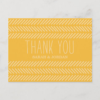 Yellow Pattern Wedding Thank You Postcard