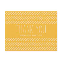 Yellow Pattern Wedding Thank You Postcard