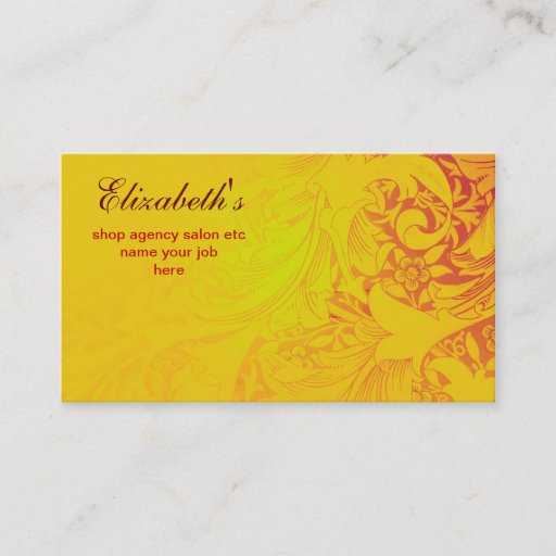 Customizable yellow patterned flowers business card
