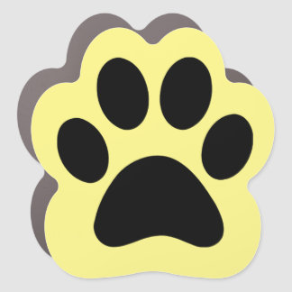 Yellow Paw Print Car Magnet