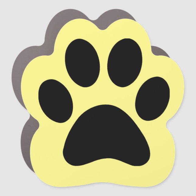 Yellow Paw Print Car Magnet (Front)