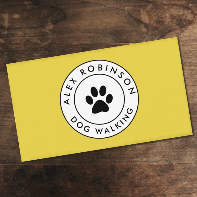 Yellow paw print dog logo business card (Creator Uploaded)