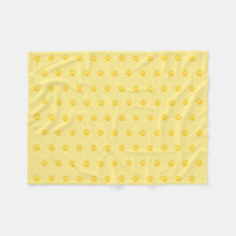 Yellow Paw Print Fleece Blanket