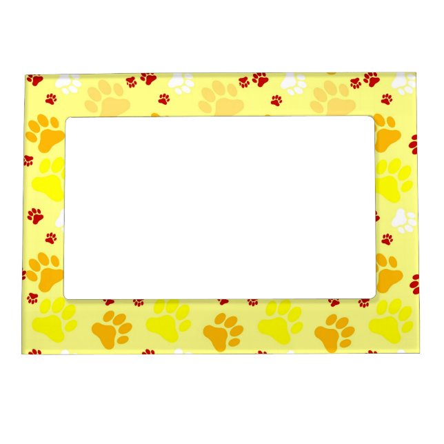 Yellow Paw Print Magnetic Picture Frame (Front)
