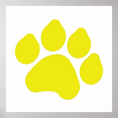 Yellow Paw Print Poster