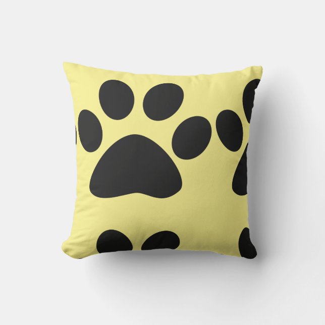 Yellow Paw Prints Pattern Cute Gifts For Dog Mom Outdoor Pillow (Front)