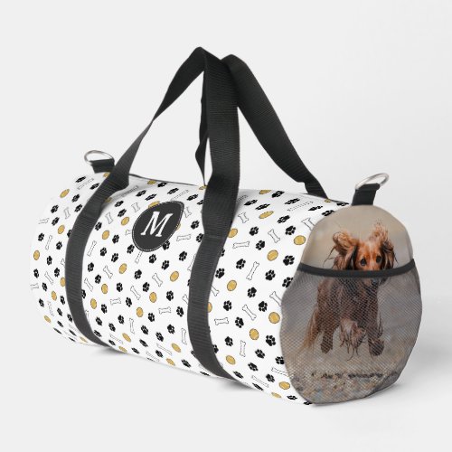 Yellow Paws Bones Ball Dog Photos  Monogram Duffle Bag