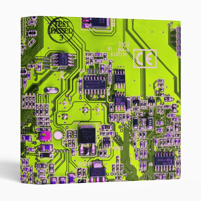 Yellow PCB Circuit Board Design for IT Pros 3 Ring Binder (Front/Spine)