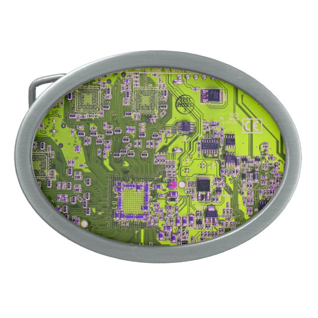 Yellow PCB Circuit Board Design for IT Pros Belt Buckle (Front)