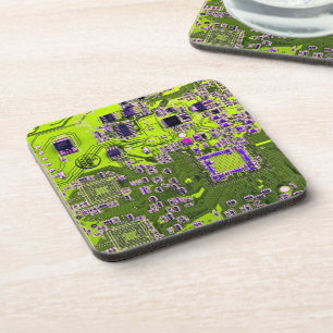 Yellow PCB Circuit Board Design for IT Pros Beverage Coaster