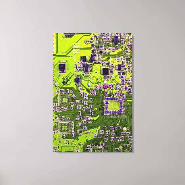 Yellow PCB Circuit Board Design for IT Pros Canvas Print (Front)