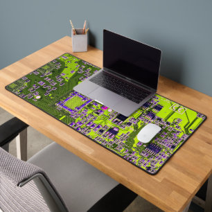 Yellow PCB Circuit Board Design for IT Pros Desk Mat