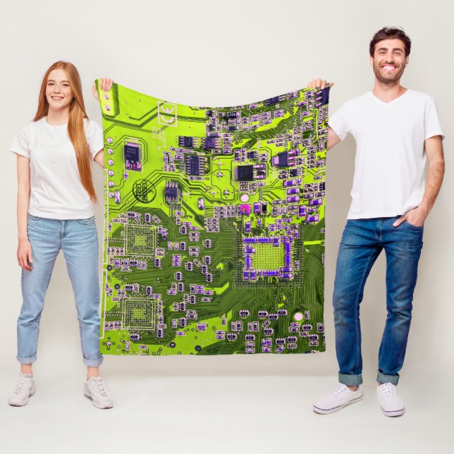 Yellow PCB Circuit Board Design for IT Pros Fleece Blanket (In Situ)