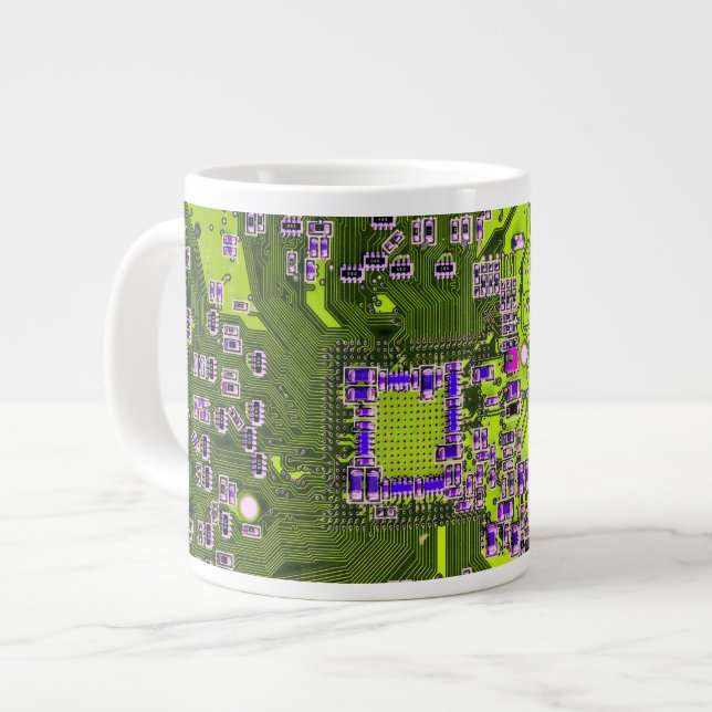 Yellow PCB Circuit Board Design for IT Pros Giant Coffee Mug (Front Left)