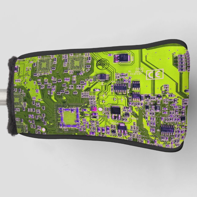 Yellow PCB Circuit Board Design for IT Pros Golf Head Cover (Front)