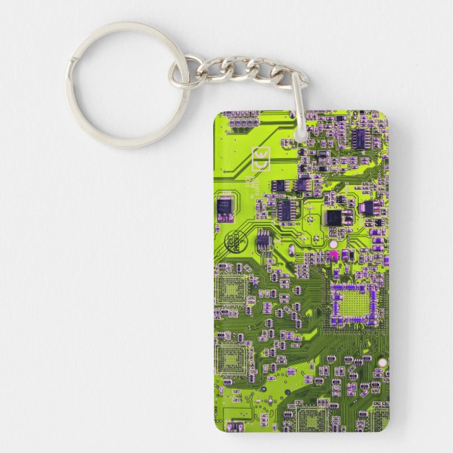 Yellow PCB Circuit Board Design for IT Pros Keychain (Front)