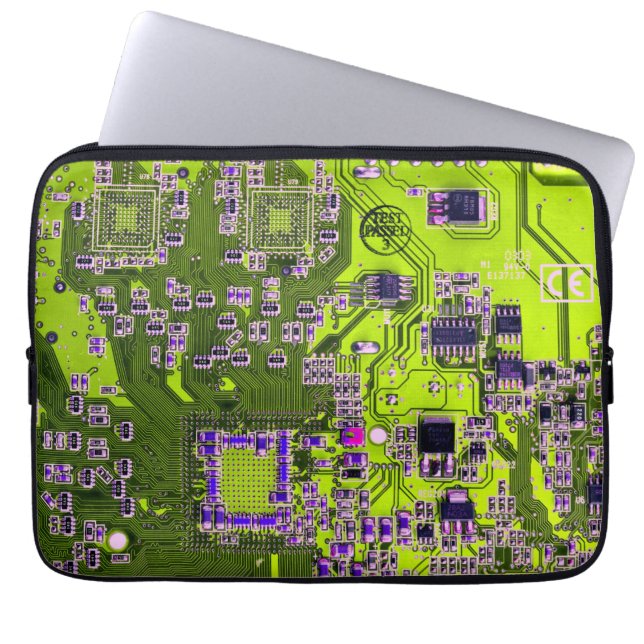 Yellow PCB Circuit Board Design for IT Pros Laptop Sleeve (Front)