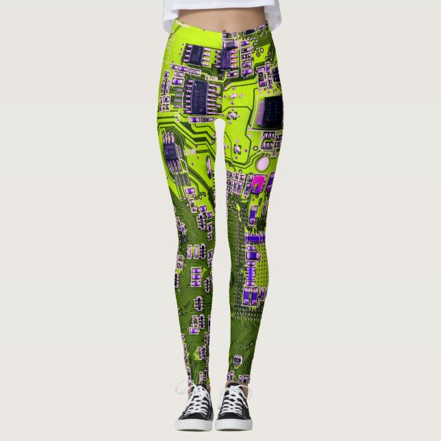 Yellow PCB Circuit Board Design for IT Pros Leggings (Front)