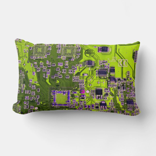 Yellow PCB Circuit Board Design for IT Pros Lumbar Pillow (Front)