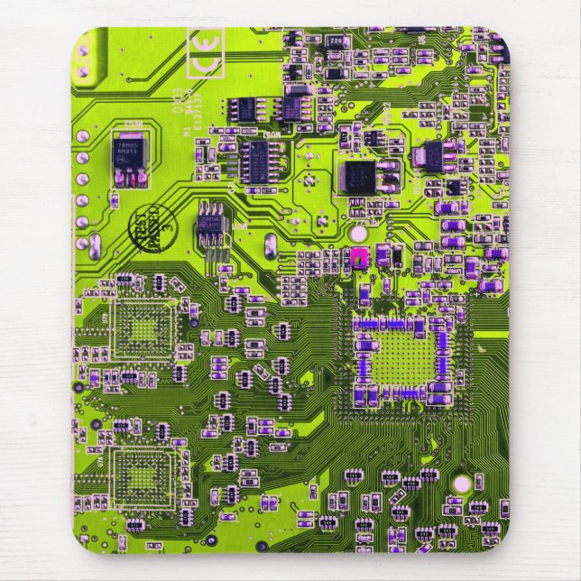 Yellow PCB Circuit Board Design for IT Pros Mouse Pad (Front)