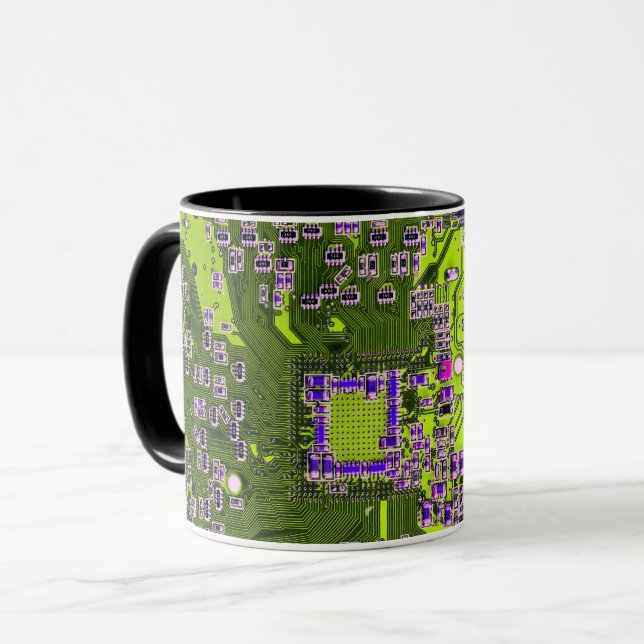 Yellow PCB Circuit Board Design for IT Pros Mug (Front Left)
