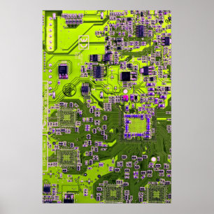 Yellow PCB Circuit Board Design for IT Pros Poster