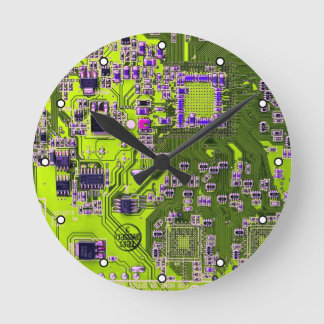 Yellow PCB Circuit Board Design for IT Pros Round Clock