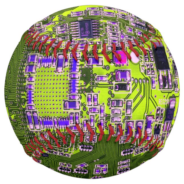 Yellow PCB Circuit Board Design for IT Pros Softball (Front)