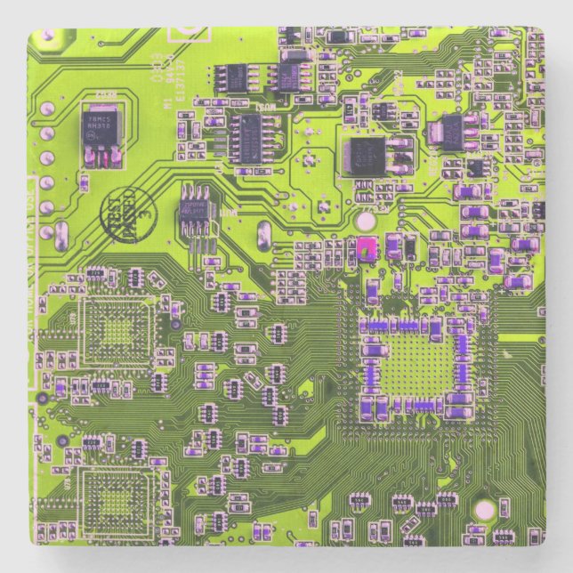 Yellow PCB Circuit Board Design for IT Pros Stone Coaster (Front)