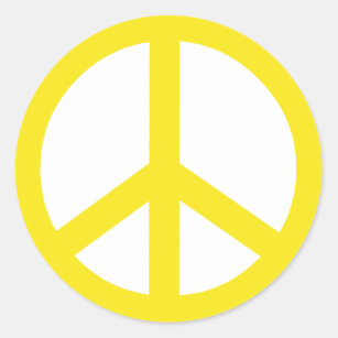 Yellow Peace Sign Classic Round Sticker