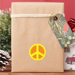 Yellow Peace Sign Classic Round Sticker