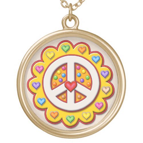 Yellow Peace Sign Flower Gold Plated Necklace
