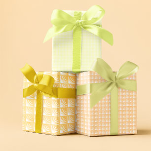 Yellow Peach Pastel Geometric Spring Wrapping Paper Sheets
