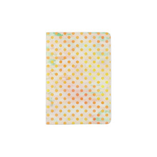 Yellow & Peach Pastel Watercolor Polka Dot Passport Holder