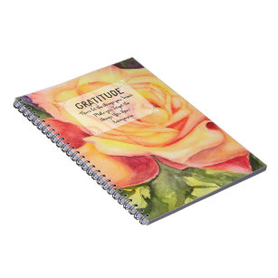 Yellow Peach Rose Gratitude Notebook