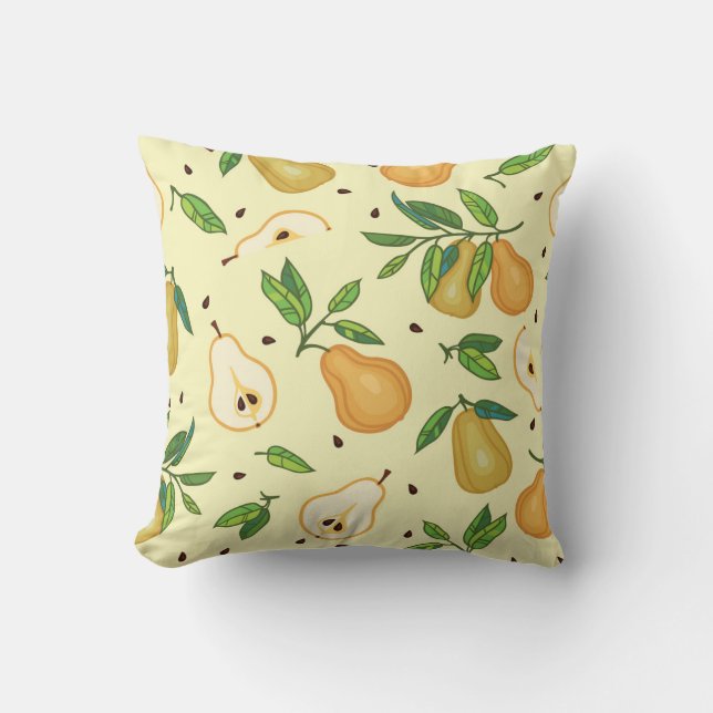 Yellow Pear Fruits: Vintage Illustration. Throw Pillow (Front)