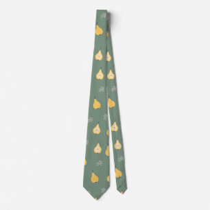 Yellow Pear Seamless Pattern Neck Tie
