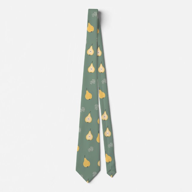 Yellow Pear Seamless Pattern Neck Tie (Front)